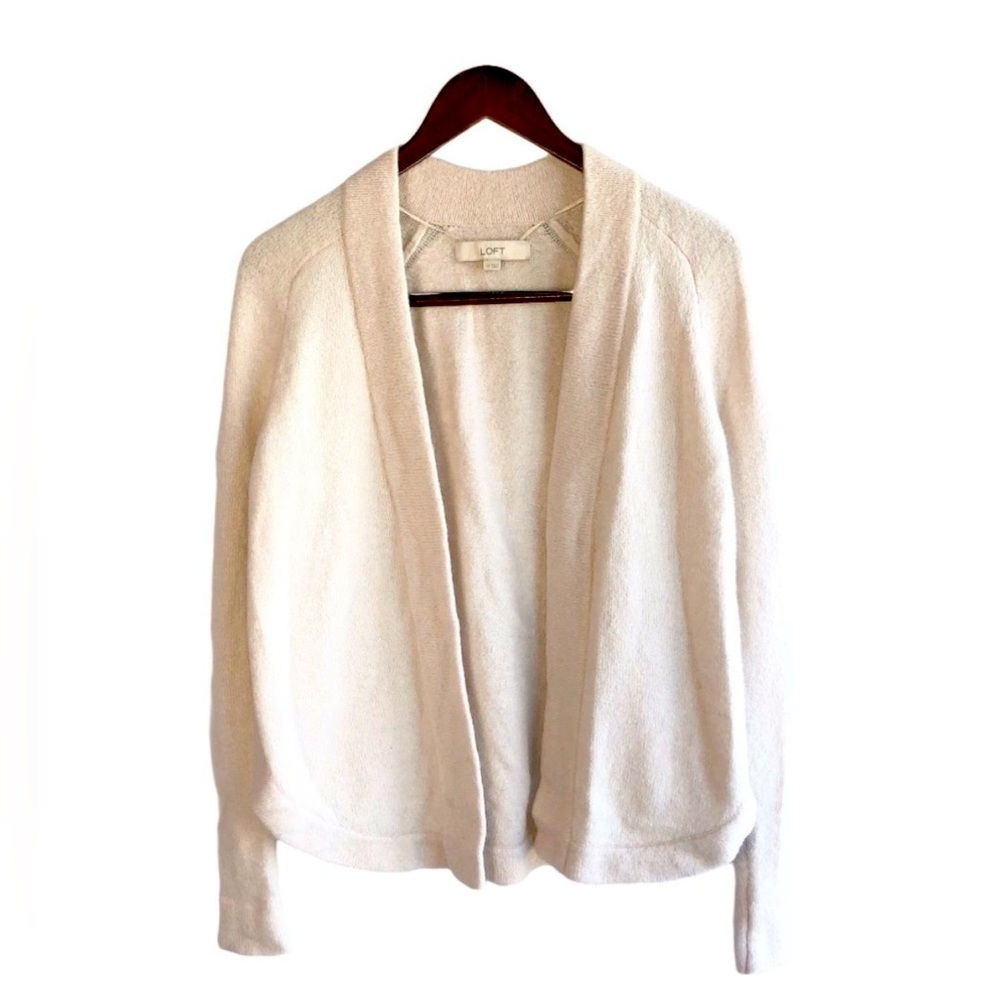 Loft Cardigan Oversize Small Petite SP Merino Wool Blend Soft Comfy beige…